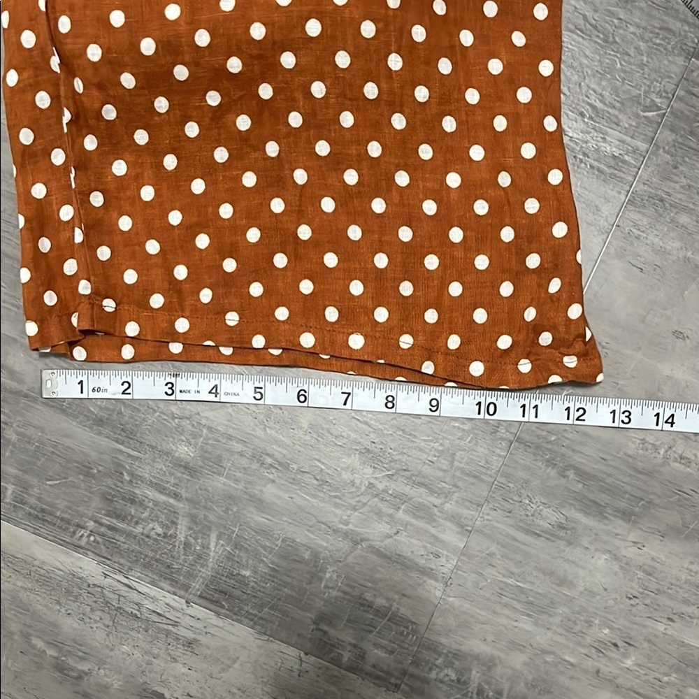 FAITHFULL The Brand Amber Linen Polka Dot Size 8 Wide Leg Pants Pockets - Picture 9 of 9